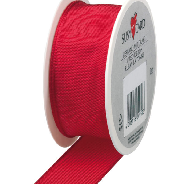 SUSY CARD geschenklint / cadeaulint op rol 'Trend', rood, 25 mm