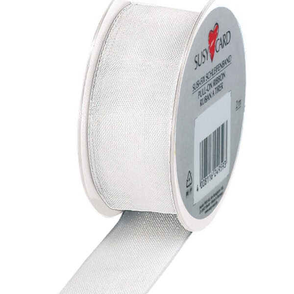 SUSY CARD geschenklint / cadeaulint op rol 'Trend', wit, 25 mm