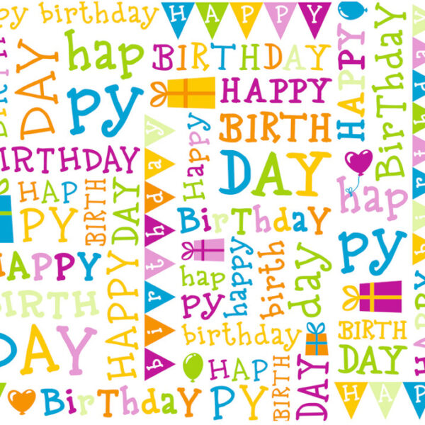 SUSY CARD Geschenkfolie ´Birthday´, 30 my, op rol, 700 mm x 1,5 m