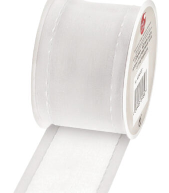 SUSY CARD geschenklint / cadeaulint op rol 'Corsica', wit, 40 mm