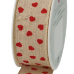 SUSY CARD geschenklint op spoel 'Valentin', creme / rood