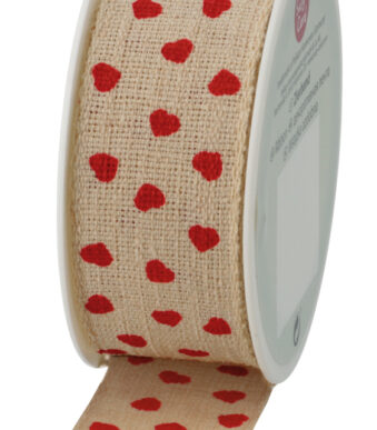 SUSY CARD geschenklint op spoel 'Valentin', creme / rood