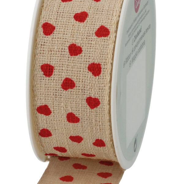 SUSY CARD geschenklint op spoel 'Valentin', creme / rood