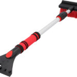 NIGRIN ijskrabber met sneeuwbezem, 610 mm telescopisch, zwart / rood