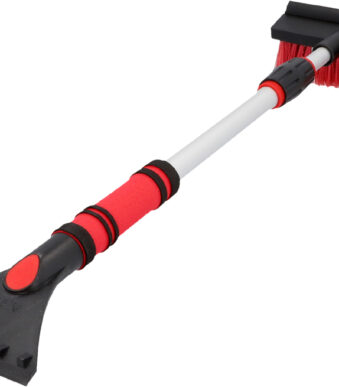NIGRIN ijskrabber met sneeuwbezem, 610 mm telescopisch, zwart / rood