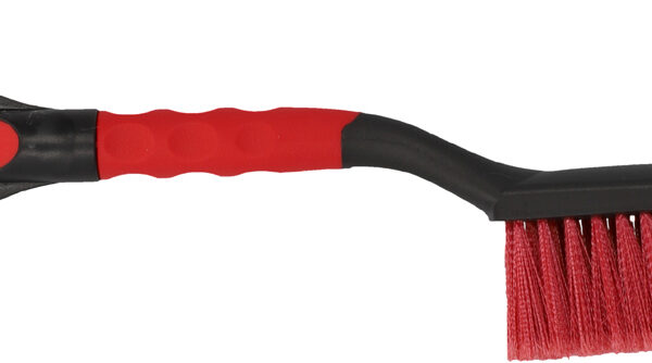 NIGRIN ijskrabber met sneeuwbezem, 400 mm, zwart / rood