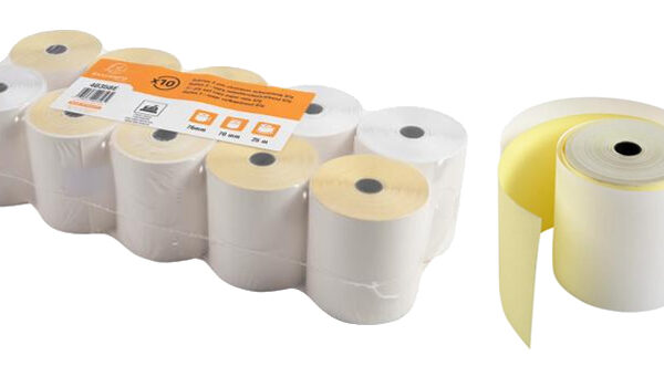 EXACOMPTA kassarol, 76 mm x 25 m x 12 mm, wit/geel