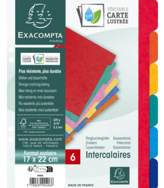 EXACOMPTA kartonnen tabbladen, 220 x 170 mm, 6-delig
