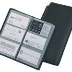 Alassio visitekaartjes-map, voor 120 kaartjes, leer, zwart