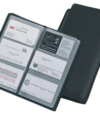 Alassio visitekaartjes-map, voor 120 kaartjes, leer, zwart