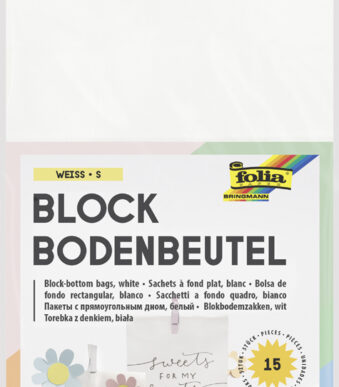 folia papieren zakken met blokbodem, 100 x 55 x 175 mm, wit