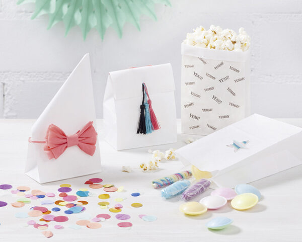 folia papieren zakken met blokbodem, 100 x 55 x 175 mm, wit