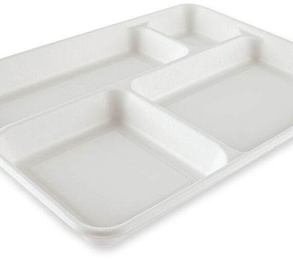 NATURE Star suikerriet-dienblad / tray, 4 vakken, wit