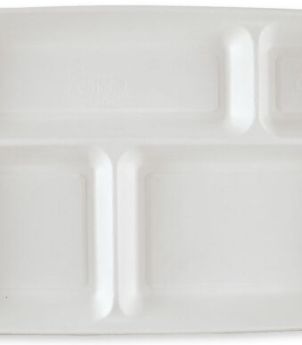 NATURE Star suikerriet-dienblad / tray, 4 vakken, wit