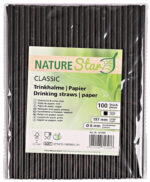 NATURE Star papieren drinkrietje Classic, 197 mm, zwart