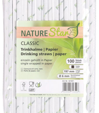 NATURE Star papieren rietje Classic, 197 mm, zwart, 100 stuks