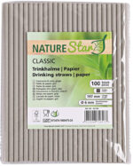 NATURE Star papieren drinkrietje Classic, 197 mm, grijs