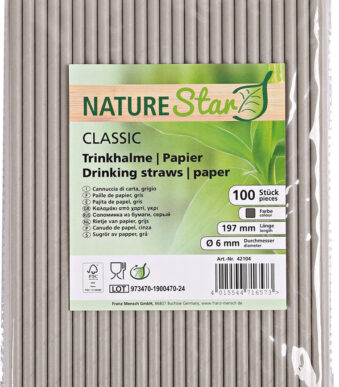 NATURE Star papieren drinkrietje Classic, 197 mm, grijs