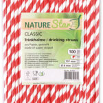 NATURE Star papieren rietje Classic, 197 mm, rood/wit
