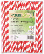 NATURE Star papieren rietje Classic, 197 mm, rood/wit