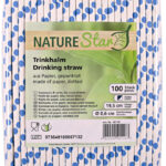 NATURE Star papieren drinkrietje, donkerblauw/wit