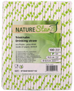 NATURE Star papieren drinkrietje, 197 mm, groen/wit