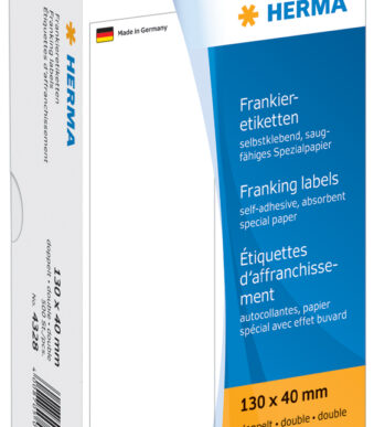 HERMA frankeeretiketten, 130 x 40 mm, dubbel, permanent, wit