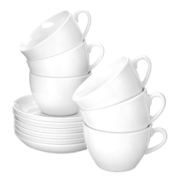 Esmeyer Cappuccino-kopjes 'Bistro', set van 6, wit