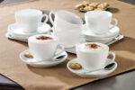 Esmeyer Cappuccino-kopjes 'Bistro', set van 6, wit
