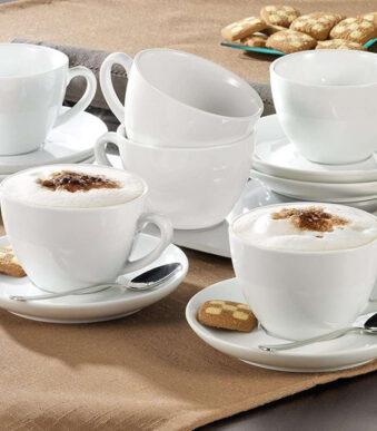 Esmeyer Cappuccino-kopjes 'Bistro', set van 6, wit