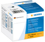 HERMA adresetiketten, 70 x 38 mm, op rol, permanent, wit