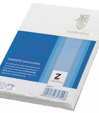 GOHRSMÜHLE envelop Bankpost, 114x162 mm, 80 g/m2, gegomd, zijdevoering, wit, 25 st