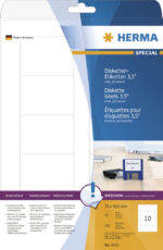 HERMA diskette-etiketten 3,5´ SPECIAL, 70 x 50,8 mm, 25 vel A4, permanent, wit