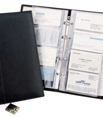 Alassio visitekaartjes-ringband, voor 120 kaartjes, zwart