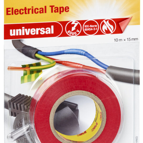 Scotch isoleer plakband universeel, 15 mm x 10 m, rood