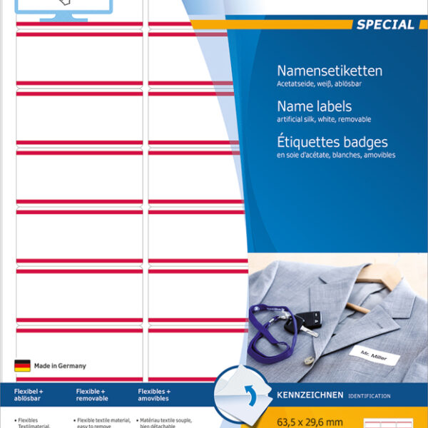 HERMA zelfklevende naametiketten SPECIAL, 63,5 x 29,6 mm, strepen rood