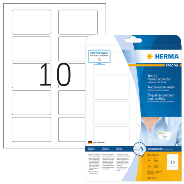 HERMA zelfklevende naametiketten SPECIAL, 80 x 50 mm, wit