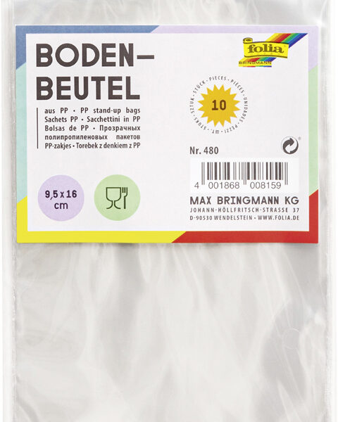 folia blokbodemzak, maat: (B)95 x (H)160 mm, transparant