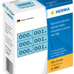 HERMA nummer-etiketten 0-999, 10 x 22 mm, zwart op blauw papier, drievoudig