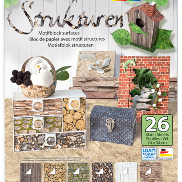 folia motiefblok 'Strukturen', 240 x 340 mm, 26 vel