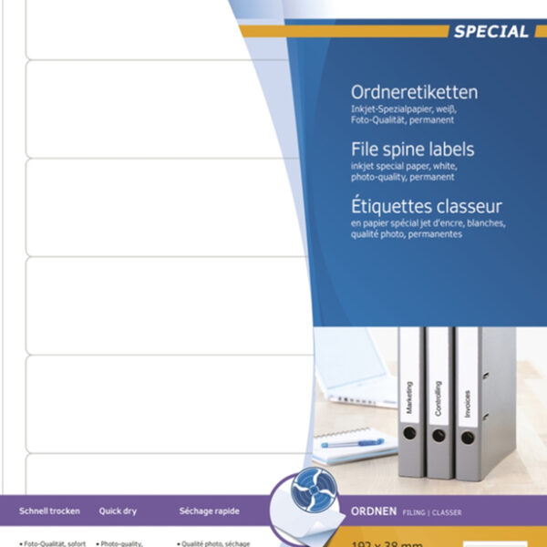 HERMA ordnerrug-etiketten SPECIAL, 192 x 38 mm, wit