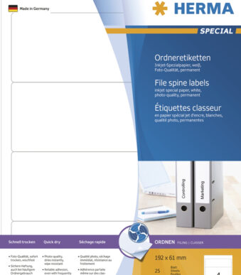 HERMA ordnerrug-etiketten SPECIAL, 192 x 61 mm, wit