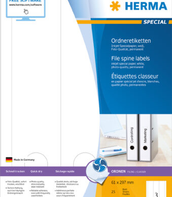 HERMA ordnerrug-etiketten SPECIAL, 297 x 61 mm, wit