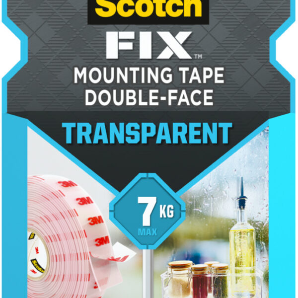 3M Scotch-Fix tweezijdige montagetape/plakband, 19 mm x 5 m, transparant