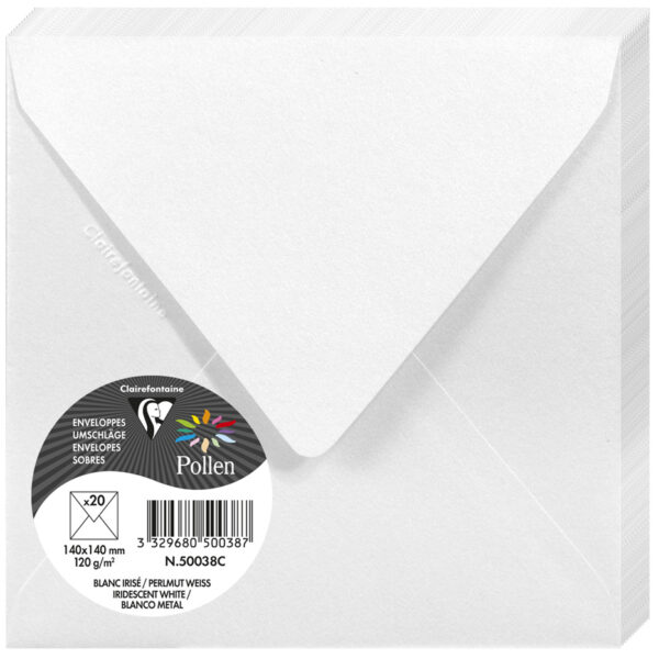 Pollen by Clairefontaine envelop 140 x 140 mm, parelmoer-wit, 120 g/m²
