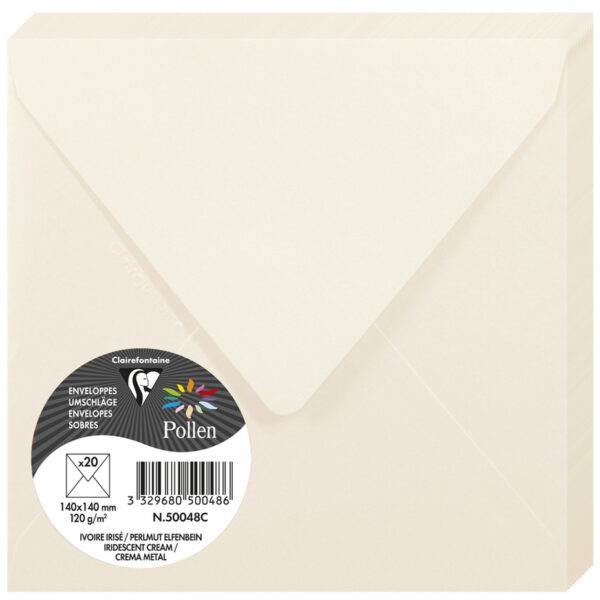 Pollen by Clairefontaine envelop 140 x 140 mm, parelmoer-ivoor, 120 g/m²