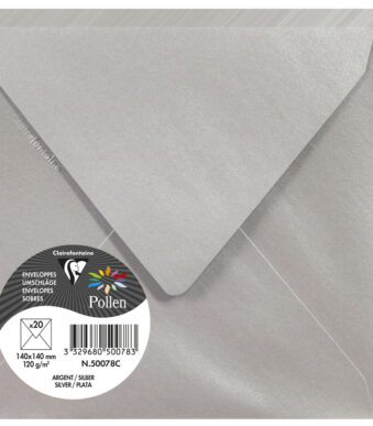 Pollen by Clairefontaine envelop 140 x 140 mm, zilver, 120 g/m²