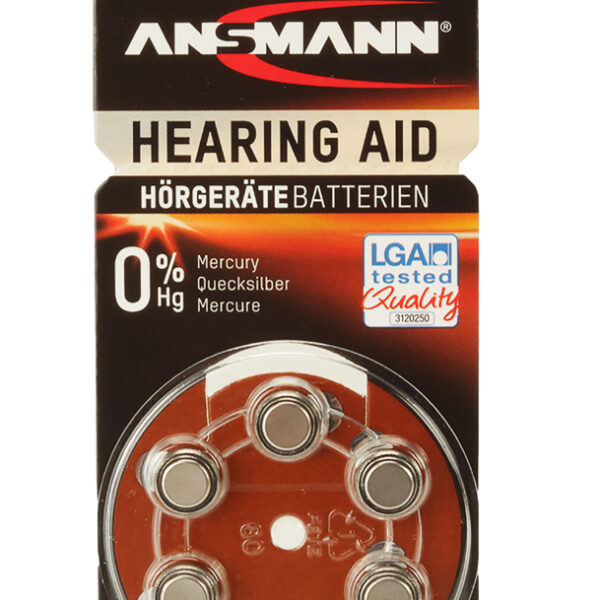 ANSMANN Zink-air knoopcelbatterij/knoopbatterij 312 (PR-41), 6 op blister, voor gehoorapparaat
