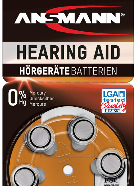 ANSMANN Zink-air knoopcelbatterij/knoopbatterij 13 (PR-48), 6 op blister, voor gehoorapparaat