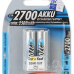 ANSMANN NiMH oplaadbare batterij Premium, Mignon AA, 2.700 mAh, 2er-Blister